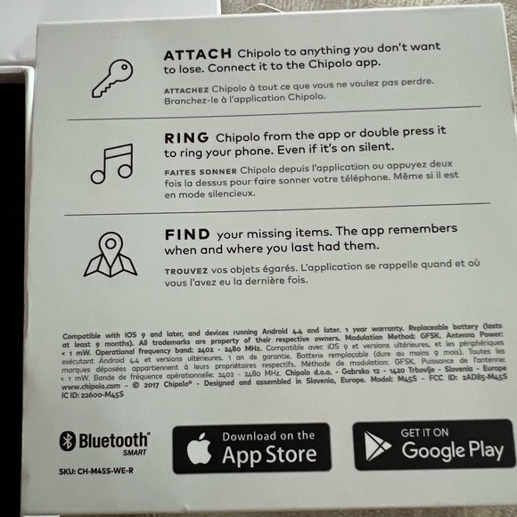 Chipolo Classic Key Item Finder Bluetooth Battery Key FInder - Picture 3 of 6